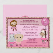 Tu Tu Cute Baby shower nodigt MONKEY GIRL TTC uit Kaart (Voorkant / Achterkant)
