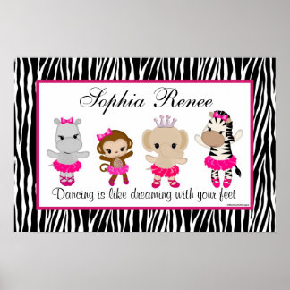 Tu Tu Cute Ballerina Kunstprint Aap Zebra Poster