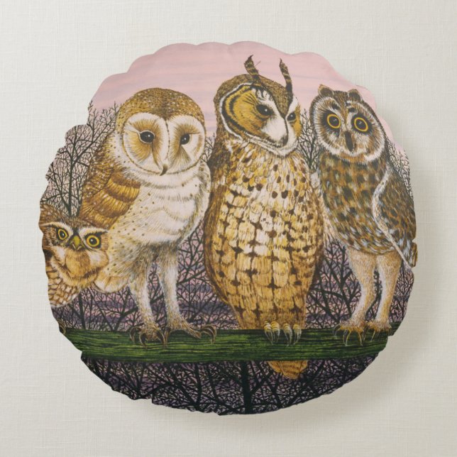 Tu-whit Tu-whooing Rond Kussen (Voorkant)