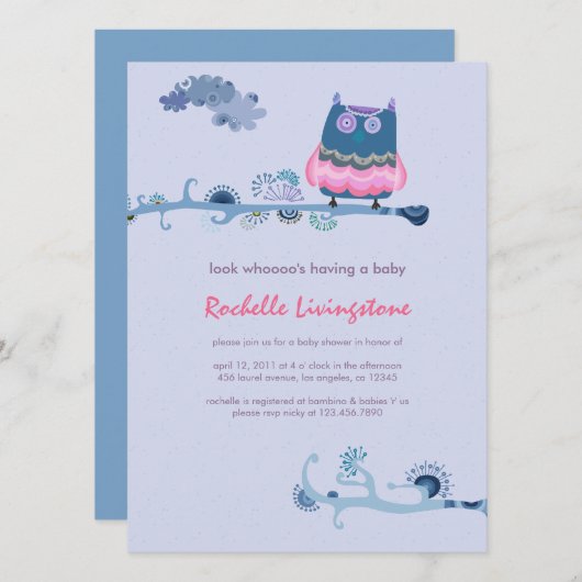 Tu who tu whooo Boy Baby shower Kaart (Voorkant / Achterkant)