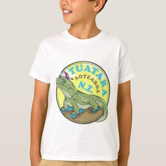 Tuatara met handschoenen t-shirt (Voorkant)