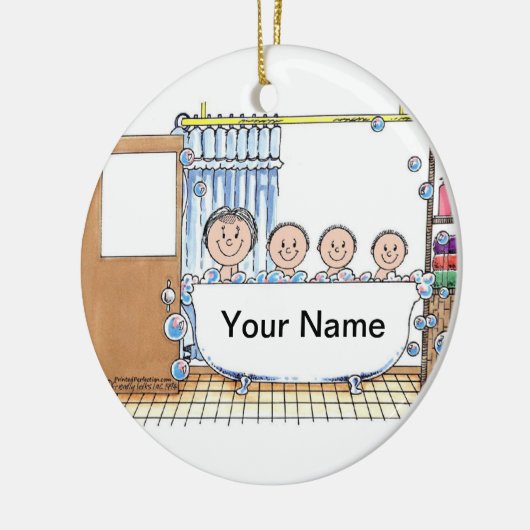 Tub Time - Drie kinderen met moeder Keramisch Ornament (Links)