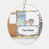 Tub Time - Een kind met moeder Keramisch Ornament (Links)