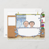 Tub Time Paar - Gepersonaliseerde Cartoon Gift Briefkaart (Voorkant / Achterkant)