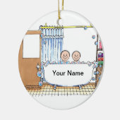 Tub Time - Twee kinderen Keramisch Ornament (Links)