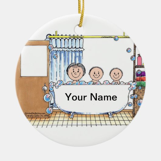 Tub Time - Twee kinderen met moeder Keramisch Ornament (Voorkant)