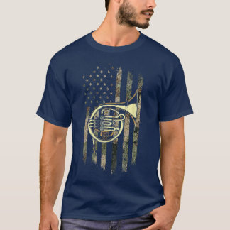 Tuba American Flag Music Band Instrument Lovers  T-shirt