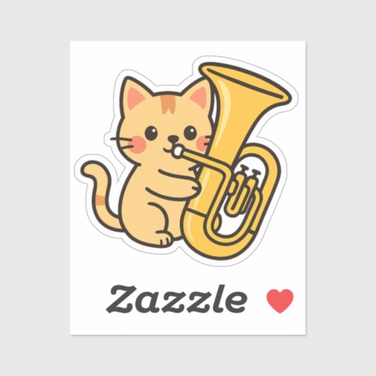 Tuba Cat Marcherende Stijl Sticker (Vel)