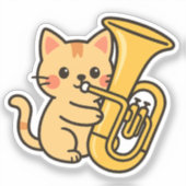Tuba Cat Marcherende Stijl Sticker (Voorkant)