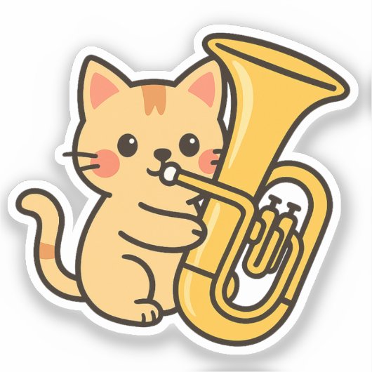 Tuba Cat Marching Style Sticker (Voorkant)