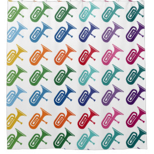 Tuba Colorful Fun Array Music T-Shirt Douchegordijn