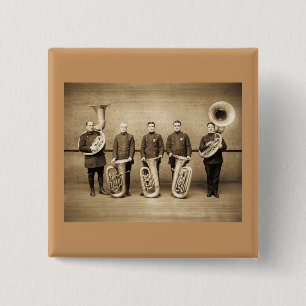 Tuba Cops (Sepia) Vierkante Button 5,1 Cm