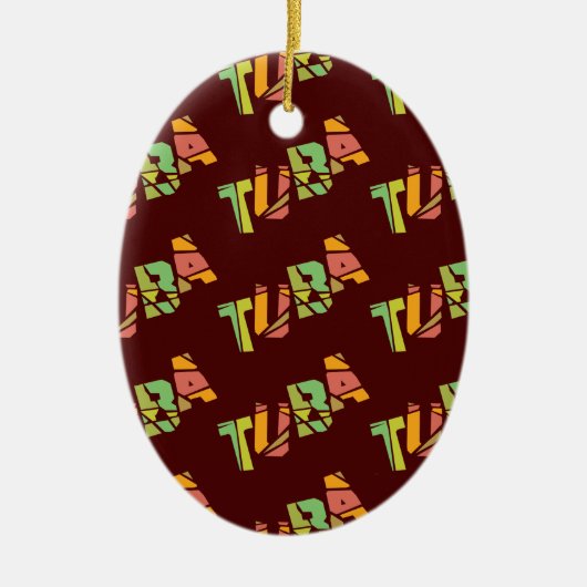 Tuba Cracked Text Keramisch Ornament (Voorkant)