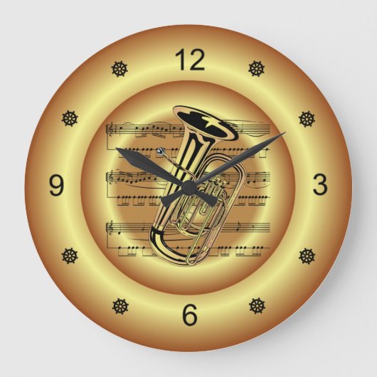 ~ Tuba ~ Datablad Music ~ Gold Background ~ Grote Klok (Voorkant)