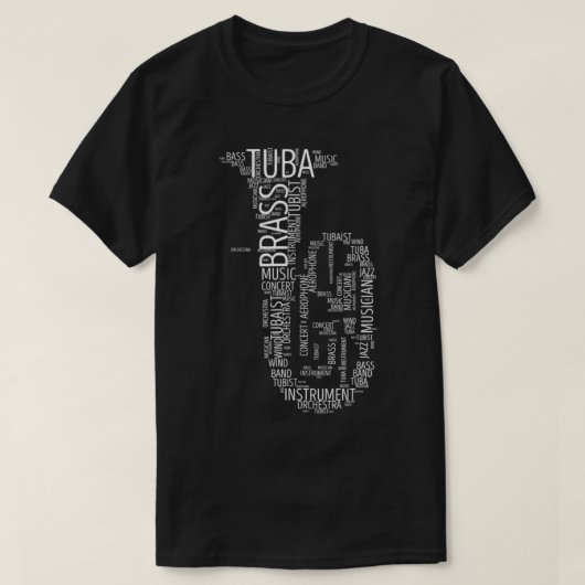 Tuba Design Word Cloud voor een Tuba Player T-shirt (Design voorkant)