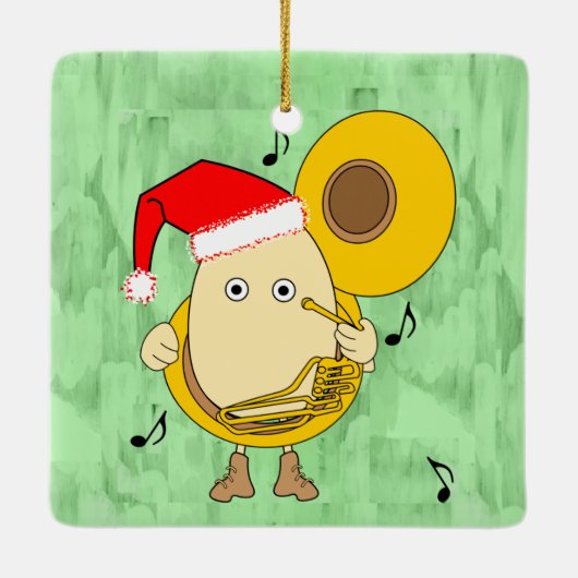Tuba Egghead Keramisch Ornament (Achterkant)