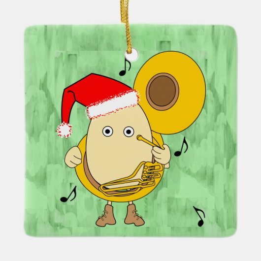 Tuba Egghead Keramisch Ornament (Voorkant)