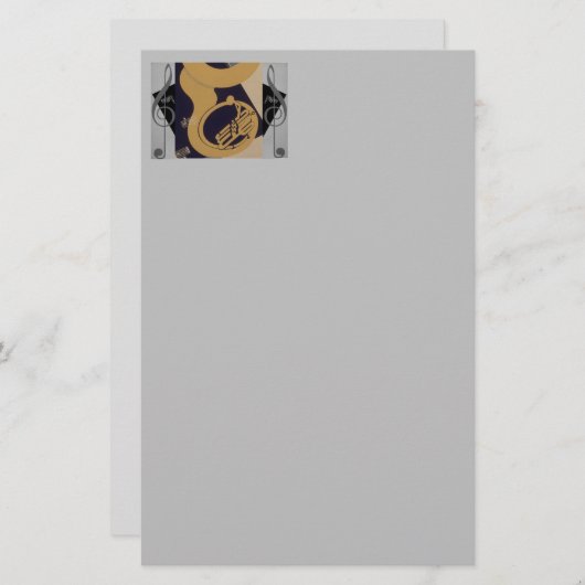 Tuba en Muzieknoten Briefpapier (Voorkant / Achterkant)