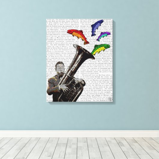 Tuba en vis canvas afdruk (Insitu (Houten vloer))