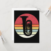 Tuba gift, retro tuba speler, orkest kaart (Voorkant / Achterkant in situ)