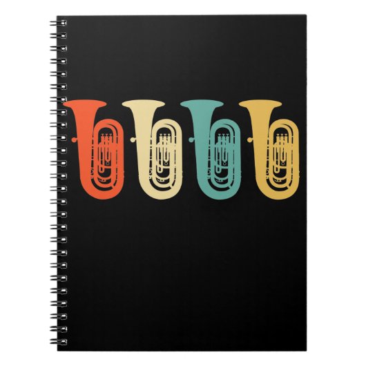 Tuba gift, retro tuba speler, orkest notitieboek (Voorkant)