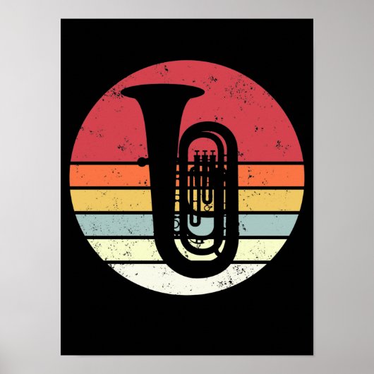 Tuba gift, retro tuba speler, orkest poster (Voorkant)