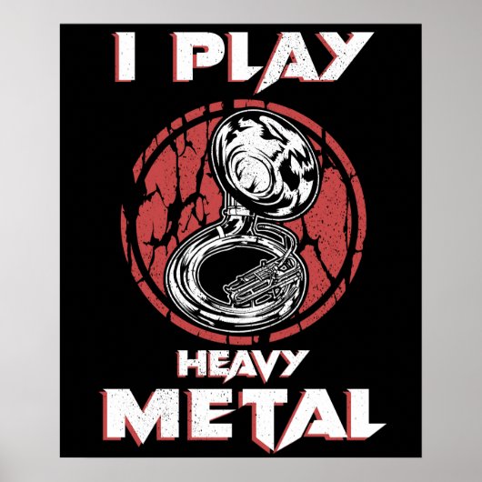Tuba Gifts Heavy Metal Marching Band Sousaphone Poster (Voorkant)