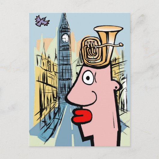Tuba Head in Londen Briefkaart (Voorkant)