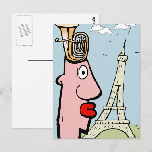 Tuba Head in Parijs Briefkaart (Voorkant / Achterkant)