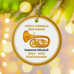 Tuba High School Band Custom Gold Christmas Keramisch Ornament
