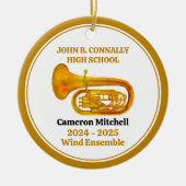 Tuba High School Band Custom Gold Christmas Keramisch Ornament (Voorkant)