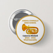 Tuba High School Band Gold gepersonaliseerd Ronde Button 5,7 Cm (Voorkant /achterkant)