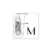 Tuba Initiaal Monogram Musicien Band Leraar Rubberstempel (Afrduk)