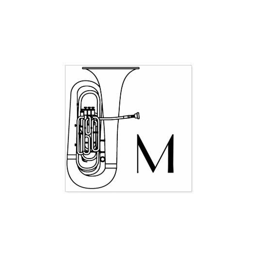 Tuba Initiaal Monogram Musicien Band Leraar Rubberstempel (Afrduk)