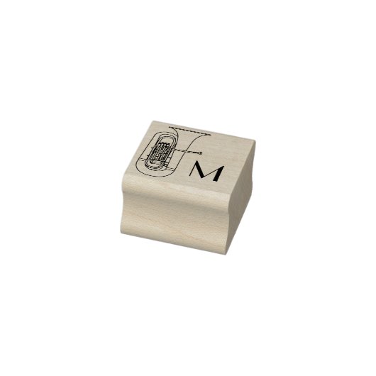 Tuba Initiaal Monogram Musicien Band Leraar Rubberstempel (Stempel)