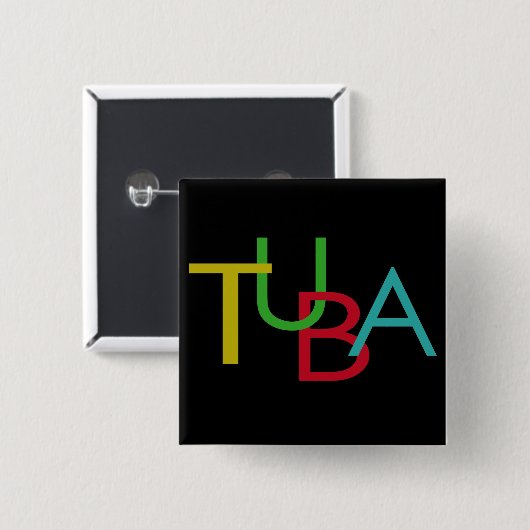 TUBA-letters Vierkante Button 5,1 Cm (Voorkant /achterkant)