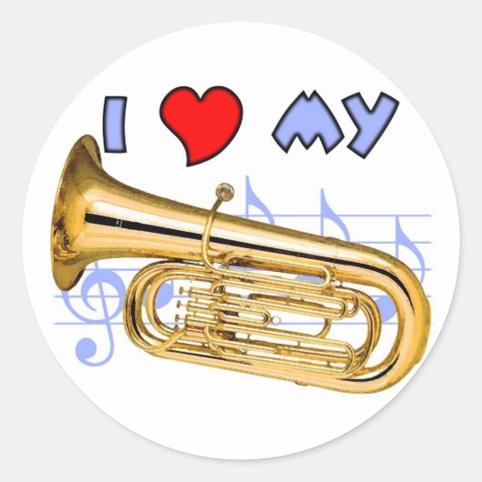 Tuba Love Ronde Sticker (Voorkant)