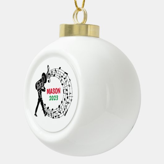 Tuba Marching Band Kerst Ornament (Rechts)