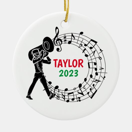 Tuba Marching Band Kerst Ornament (Voorkant)