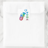 Tuba met Bass Clef Vierkante Sticker (Tas)