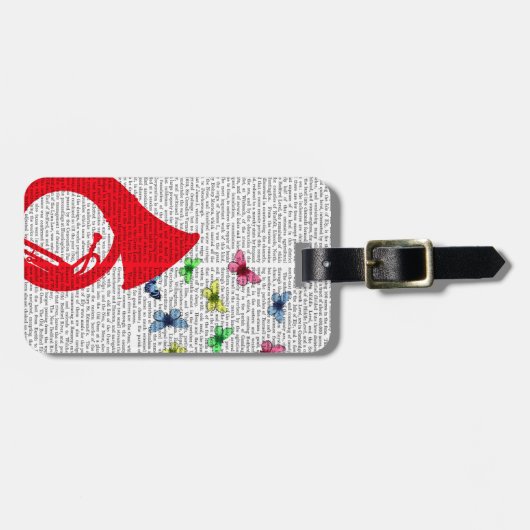 Tuba met Butterflies Bagagelabel (Voorkant horizontaal)