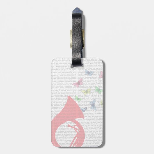Tuba met Butterflies Bagagelabel (Achterkant verticaal)