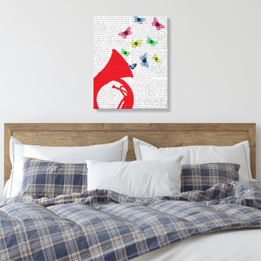 Tuba met Butterflies Canvas Afdruk (Insitu (Slaapkamer))