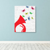 Tuba met Butterflies Canvas Afdruk (Insitu (Houten vloer))