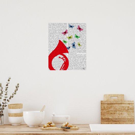 Tuba met Butterflies Poster (Keuken)