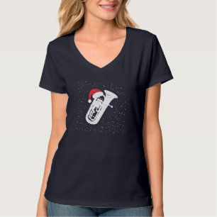 Tuba met Pet van de Kerstman voor muzikanten met k T-shirt