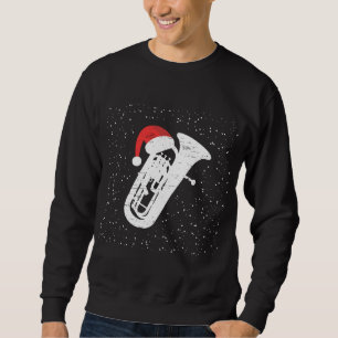 Tuba met Pet van de Kerstman voor muzikanten met k Trui