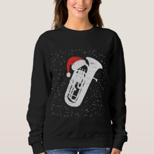 Tuba met Pet van de Kerstman voor muzikanten met k Trui