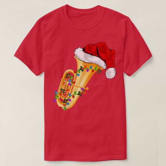Tuba Music Lover Xmas Lighting Santa Hat Tuba Chri T-shirt (Design voorkant)