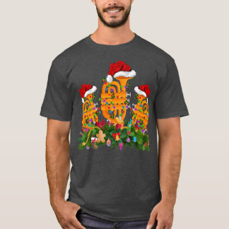 Tuba Music Lover Xmas Lighting Santa Hat Tuba Chri T-shirt